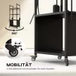  4-Ebenen-Feuerholzregal mit Rädern und 4 Werkzeugen, Brennholzregal aus Metall für den Innen- und Außenbereich, Schwarz