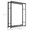  Feuerholzgestell mit Rädern, mobil, Metallrahmen, bis 150 kg, 120 x 32 x 151 cm, schwarz