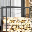  Feuerholzgestell mit Rädern, mobil, Metallrahmen, bis 150 kg, 120 x 32 x 151 cm, schwarz