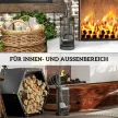  Kaminbesteck, 5-teilig, Besen, Schaufel, Zange, Schürhaken und Korb, feuerfestes Metall, Schwarz