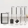  Kaminbesteck Set 5teilig Kaminzubehör mit Besen, Schaufel, Schürhaken Zange Ständer Metall, Schwarz