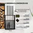  Kaminbesteck Set 5teilig Kaminzubehör mit Besen, Schaufel, Schürhaken Zange Ständer Metall, Schwarz