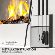  Kaminbesteck Set 5teilig Kaminzubehör mit Besen, Schaufel, Schürhaken Zange Ständer Metall, Schwarz