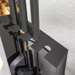  Kaminbesteck Set 5teilig Kaminzubehör mit Besen, Schaufel, Schürhaken Zange Ständer Metall, Schwarz