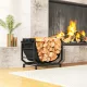  Kaminholzregal für innen 53 x 33 x 43 cm Brennholzregal mit Tragetasche Metall Schwarz