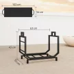  Kaminholzregal für innen 53 x 33 x 43 cm Brennholzregal mit Tragetasche Metall Schwarz