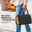  Kaminholzregal für innen 53 x 33 x 43 cm Brennholzregal mit Tragetasche Metall Schwarz