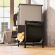  Kaminholzregal für innen 53 x 33 x 43 cm Brennholzregal mit Tragetasche Metall Schwarz