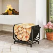  Kaminholzregal für innen 53 x 33 x 43 cm Brennholzregal mit Tragetasche Metall Schwarz