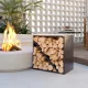  2-in-1 Kaminholzregal für innen 58 x 36 x 60cm erhöhtes Brennholzregal mit Trenner Metall Schwarz