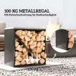  2-in-1 Kaminholzregal für innen 58 x 36 x 60cm erhöhtes Brennholzregal mit Trenner Metall Schwarz