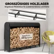  Kaminholzregal Metall 199 x 30 x 121 cm Brennholzregal 0,6m³ mit wasserdichter Abdeckung bis 300kg
