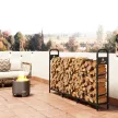  Kaminholzregal Metall 199 x 30 x 121 cm Brennholzregal 0,6m³ mit wasserdichter Abdeckung bis 300kg