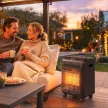  Gas Heizstrahler Outdoor 1,5-4,2 kW Terrassenheizer mit Rollen 3 Leistungsstufen 50 cm Schlauch Druckregler