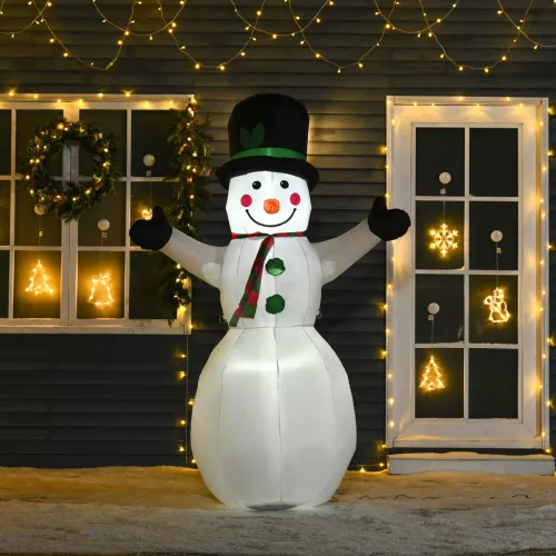 Schneemann Weihnachtsdekoration Weihnachtsdeko, inkl. Gebläse, bunte LED's, selbstaufblasend 1, m, Mehrfarbig