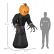 210 cm-es felfújható tök szellem, halloweeni horror dekoráció LED világítással, vízálló felfújható figura, poliészter, beltéri és kültéri használatra