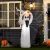 Felfújható Halloween szellem dekoráció 1,8 m LED-ekkel, fehér + narancssárga poliészter 80 x 40 x 180 cm