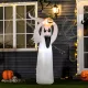 Felfújható Halloween szellem dekoráció 1,8 m LED-ekkel, fehér + narancssárga poliészter 80 x 40 x 180 cm
