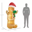 Felfújható karácsonyfadísz 1,83 m-es mézeskalácsfigura masnival, 3 LED-del, belső ventilátorral és kerti dekorációval