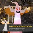 Felfújható Halloween szellem 2,4 m-es dekoráció LED-ekkel IP44 önfelfújó poliészter fehér + piros 150 x 80 x 240 cm