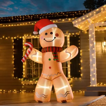   Önfelfújó mézeskalácsfigura, fúvóval, karácsonyi dekorációval 2,4 m LED-es lámpákkal
