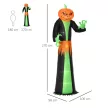Halloween szellem LED fényekkel, önfelfújó, fúvóval együtt, 100 cm x 96 cm x 270 cm, zöld + sárga + fekete
