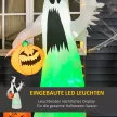 Önfelfújó, hátborzongató szellem/szellem LED-es fényekkel, Halloween dekoráció, poliészter, fehér, 105 x 65 x 180 cm