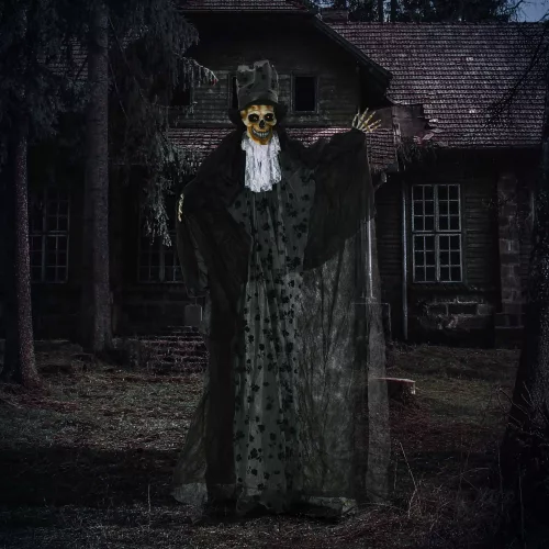 Halloween dekoráció, szellem vőlegény, speciális effektekkel és hangfunkcióval, 115 cm x 65 cm x 189 cm