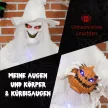 189 cm-es fehér boszorkány tökfejjel, életnagyságú halloweeni kültéri dekoráció