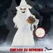 189 cm-es fehér boszorkány tökfejjel, életnagyságú halloweeni kültéri dekoráció