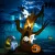 Halloween dekoráció, 2,40 m magas szellemfa, önfelfújó, LED világítás, kültéri használatra