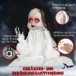 Halloween dekorációs horror baba, LED szemek, üvöltés, felugrás, hang- és mozgásérzékelő, 60 cm