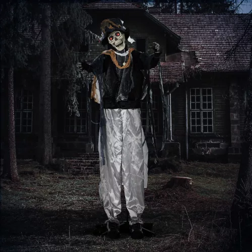 Halloween szellem, Halloween dekoráció, hangfunkcióval, mozgásérzékelővel és LED fényekkel, 101 cm x 64 cm x 178 cm