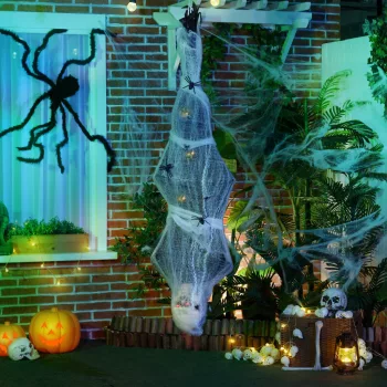   Halloween múmia, Halloween dekoráció, hangfunkcióval, mozgásérzékelővel és LED fényekkel, 60 cm x 16 cm x 170 cm