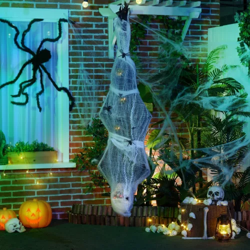 Halloween múmia, Halloween dekoráció, hangfunkcióval, mozgásérzékelővel és LED fényekkel, 60 cm x 16 cm x 170 cm