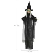 Halloween boszorkány, Halloween dekoráció, hangfunkcióval, mozgásérzékelővel, LED fényekkel, 130 cm x 18 cm x 183 cm
