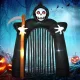 Nagy halloweeni kerti dekoráció, Grim Reaper, önfelfújó boltív LED világítással, 2,85 m