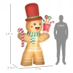 Felfújható mézeskalácsfigura, 2,35 m, LED lámpákkal, időjárásálló, fúvóval, többszínű, karácsonyi dekoráció