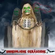 Halloween dekoráció, függő csontváz, világító fej, hátborzongató üvöltés, hajlítható karok, khaki