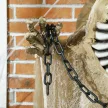 Halloween dekoráció, függő csontváz, világító fej, hátborzongató üvöltés, hajlítható karok, khaki