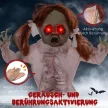 Horrorbaba, halloweeni dekoráció, hanggal/érintéssel aktiválható, vörös szemek, hang, 76 cm