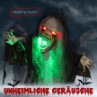 Zöld szörnyeteg, halloweeni dekoráció, hátborzongató hangeffektek, vörös szemek, mozgatható, 183 cm