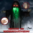 Zöld szörnyeteg, halloweeni dekoráció, hátborzongató hangeffektek, vörös szemek, mozgatható, 183 cm