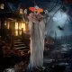 Halloween dekorációs bohóc, rugalmas karok, érintésre/hangra aktiválódik, világító szemek