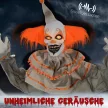 Halloween dekorációs bohóc, rugalmas karok, érintésre/hangra aktiválódik, világító szemek