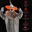 Halloween dekorációs bohóc, rugalmas karok, érintésre/hangra aktiválódik, világító szemek