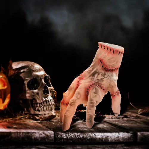 Horror kéz, Halloween dekoráció, hanggal/érintéssel aktiválható, mozgatható, hang