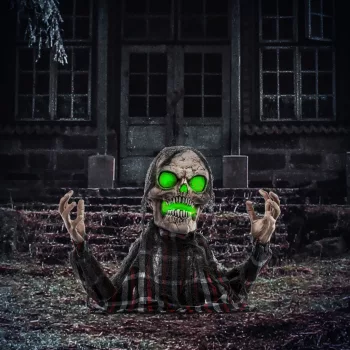   Halloween dekoráció: Groundbreaker csontváz, hajlítható karok, világító szemek, hátborzongató üvöltés