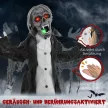 Halloween dekoráció, csontváz/zombi, mozgatható, mozgásérzékelő, LED-ek és hangok, 75 cm