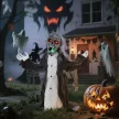 Halloween dekoráció, csontváz/zombi, mozgatható, mozgásérzékelő, LED-ek és hangok, 75 cm